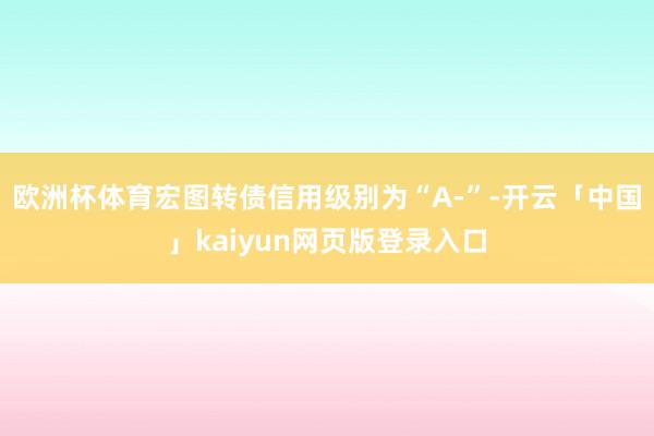 欧洲杯体育宏图转债信用级别为“A-”-开云「中国」kaiyun网页版登录入口